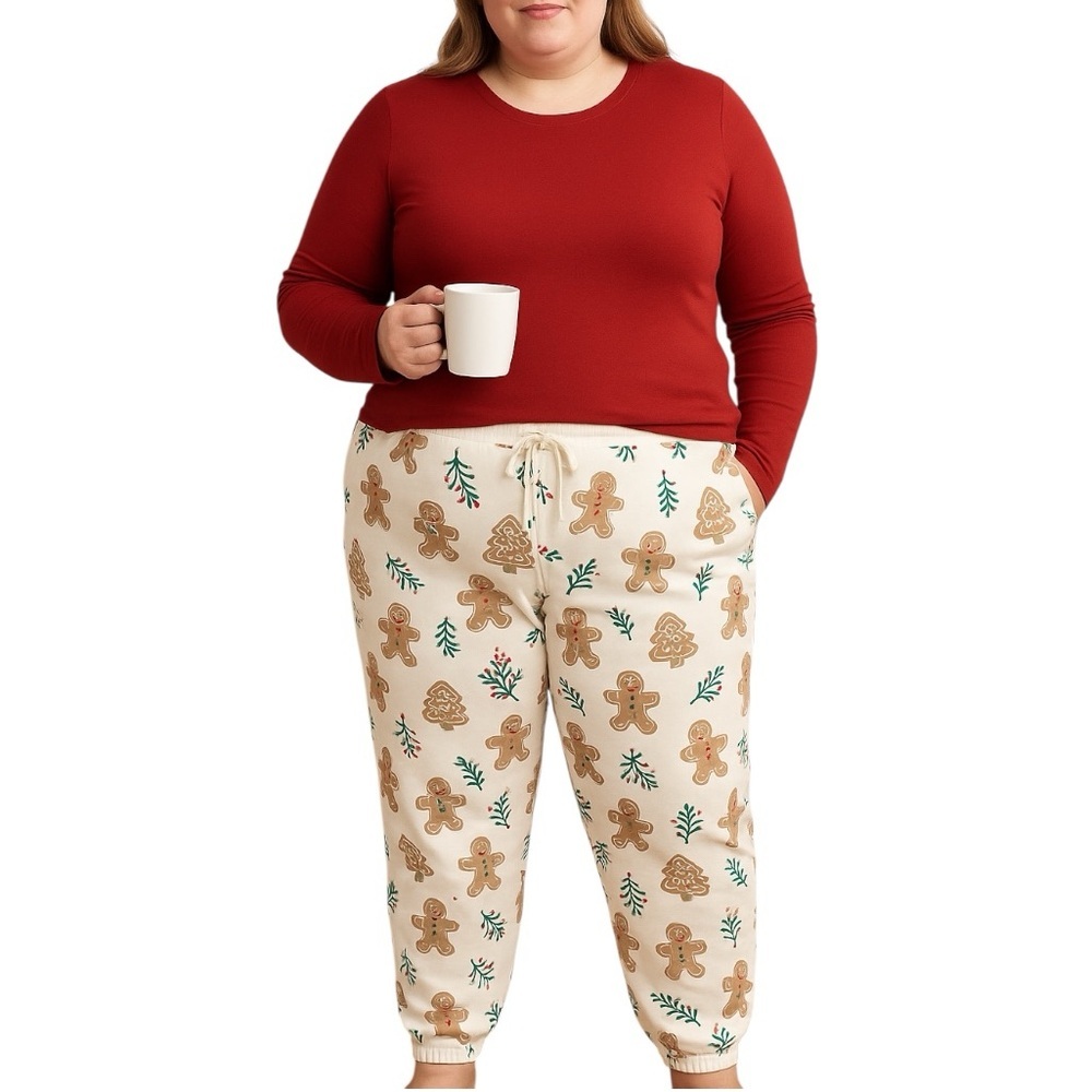 NWT Secret Treasures 2X Pajama Jogger Pant Gingerbread Man Christmas 100% Cotton